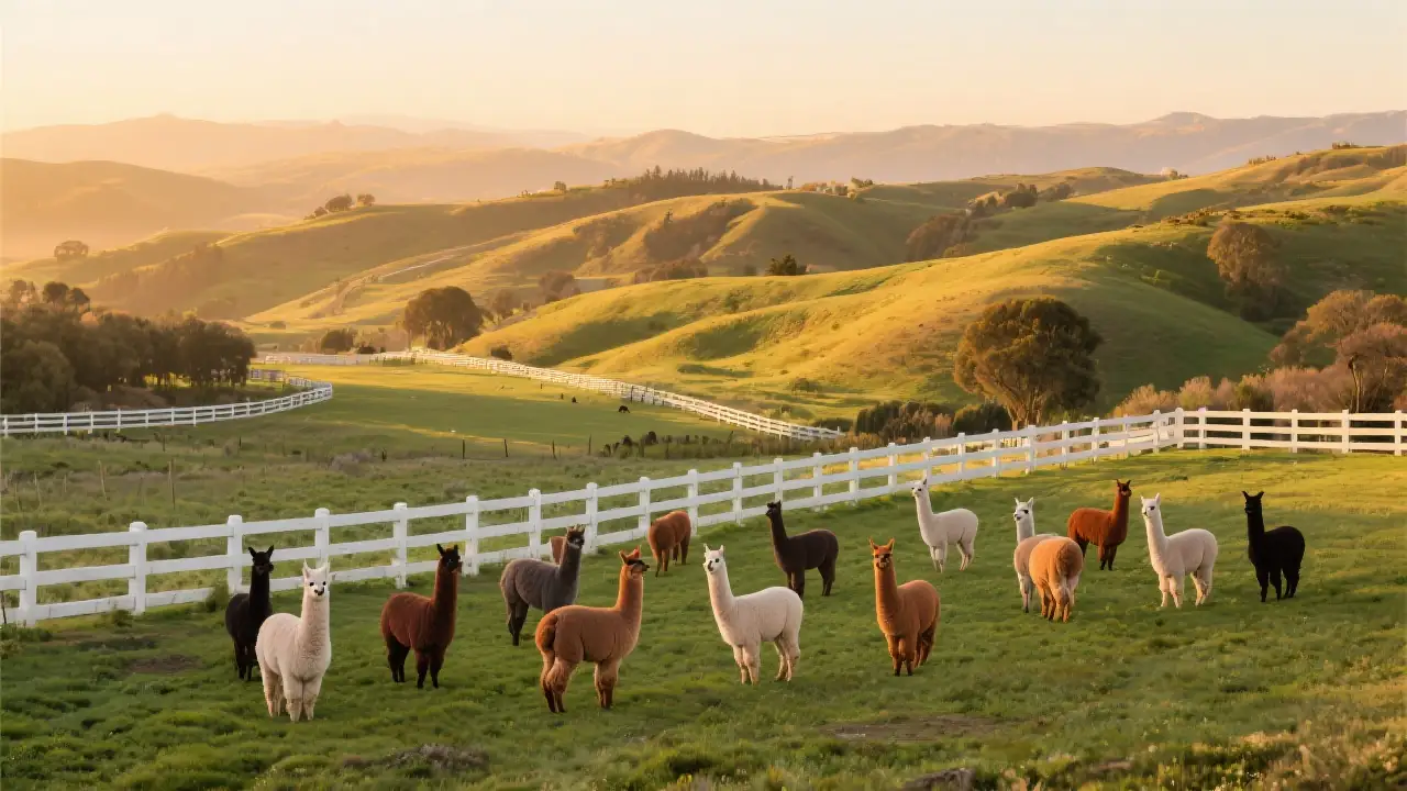 Alpaca farm landscape